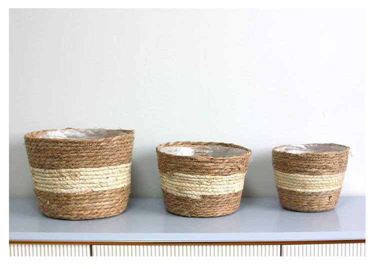 Handwoven Grass Planter Basket | Boho Indoor & Outdoor Décor