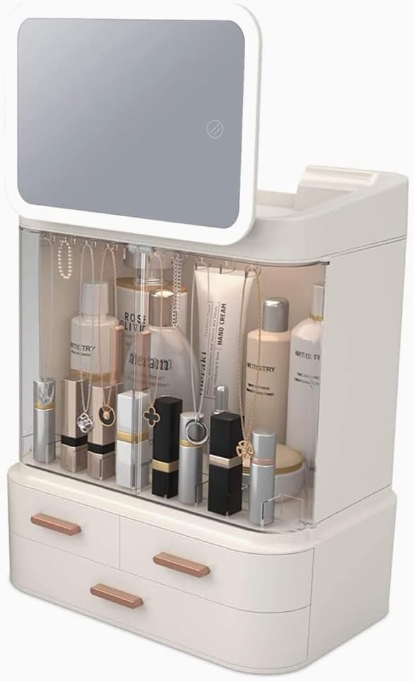 Glamour Lighted Makeup Mirror & Storage Box