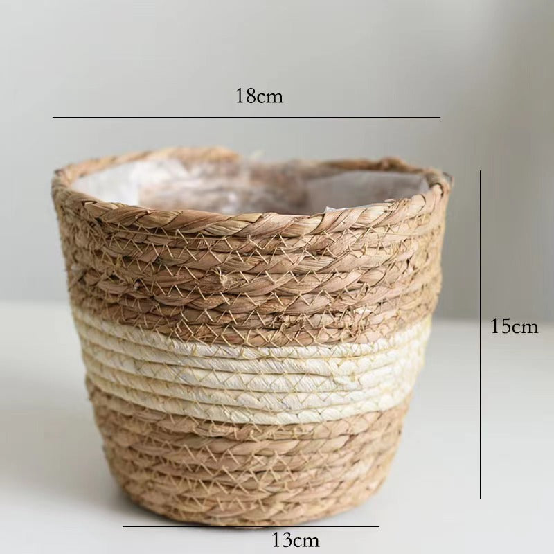 Handwoven Grass Planter Basket | Boho Indoor & Outdoor Décor