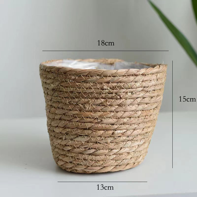Handwoven Grass Planter Basket | Boho Indoor & Outdoor Décor