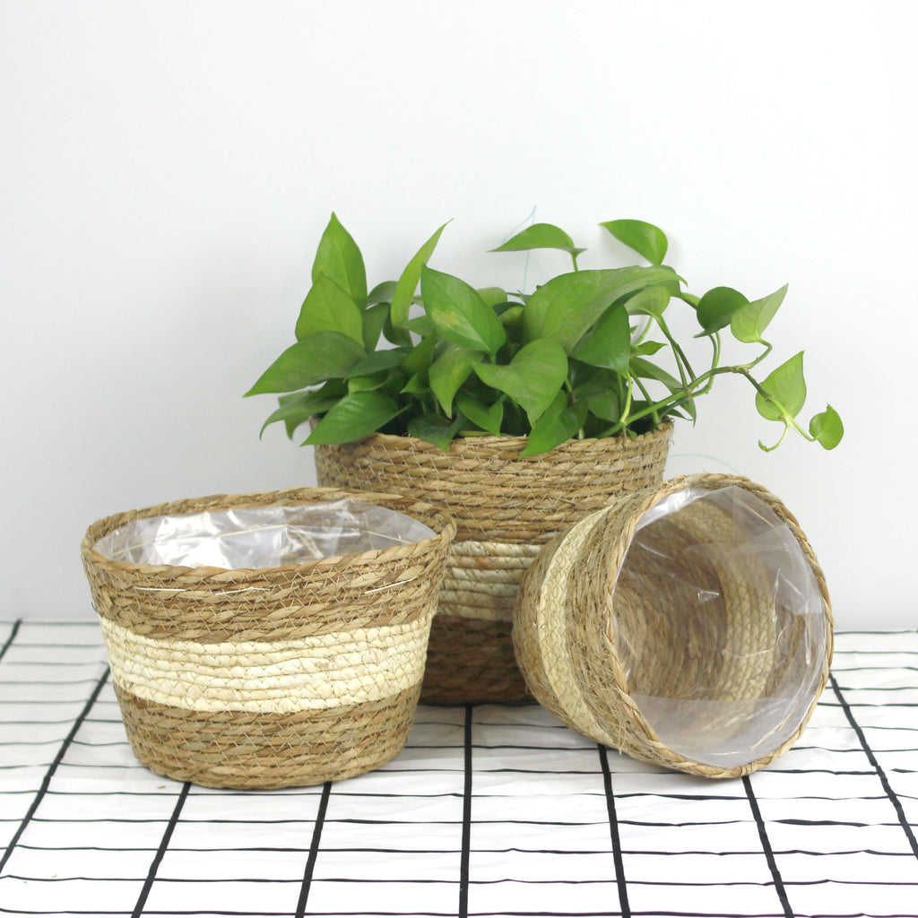 Handwoven Grass Planter Basket | Boho Indoor & Outdoor Décor