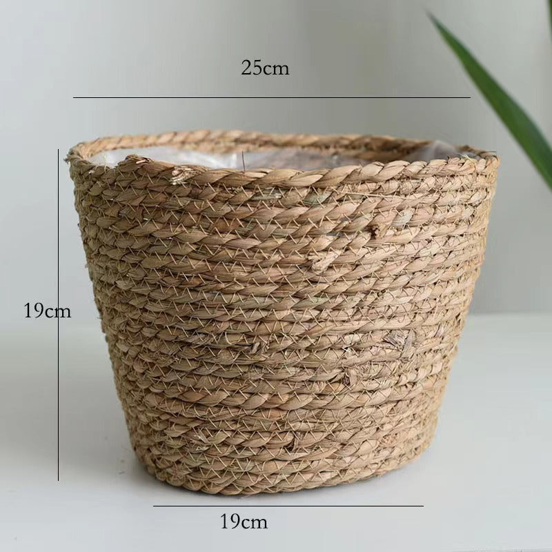 Handwoven Grass Planter Basket | Boho Indoor & Outdoor Décor