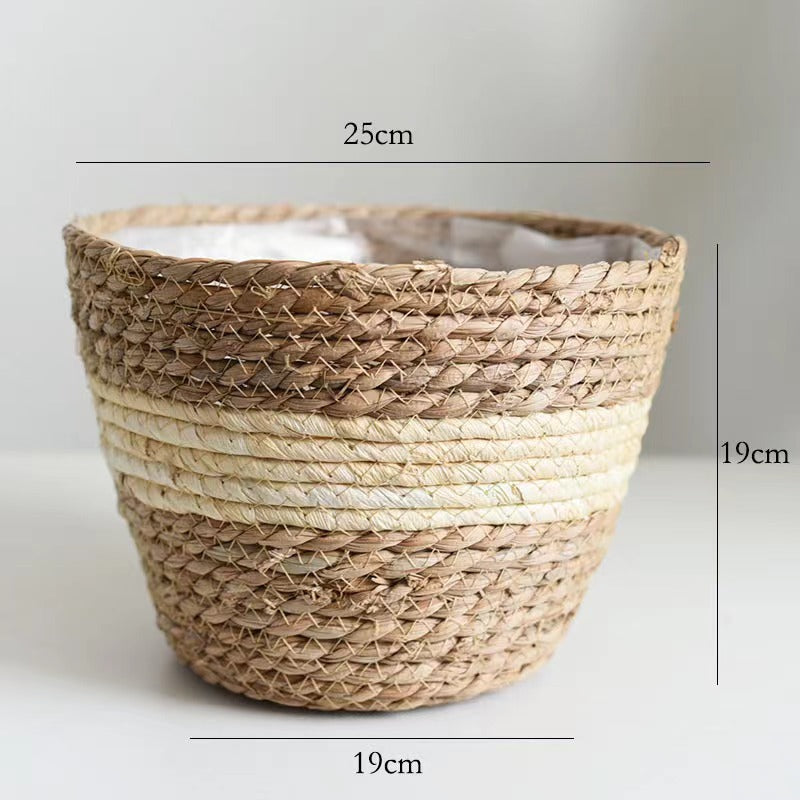 Handwoven Grass Planter Basket | Boho Indoor & Outdoor Décor