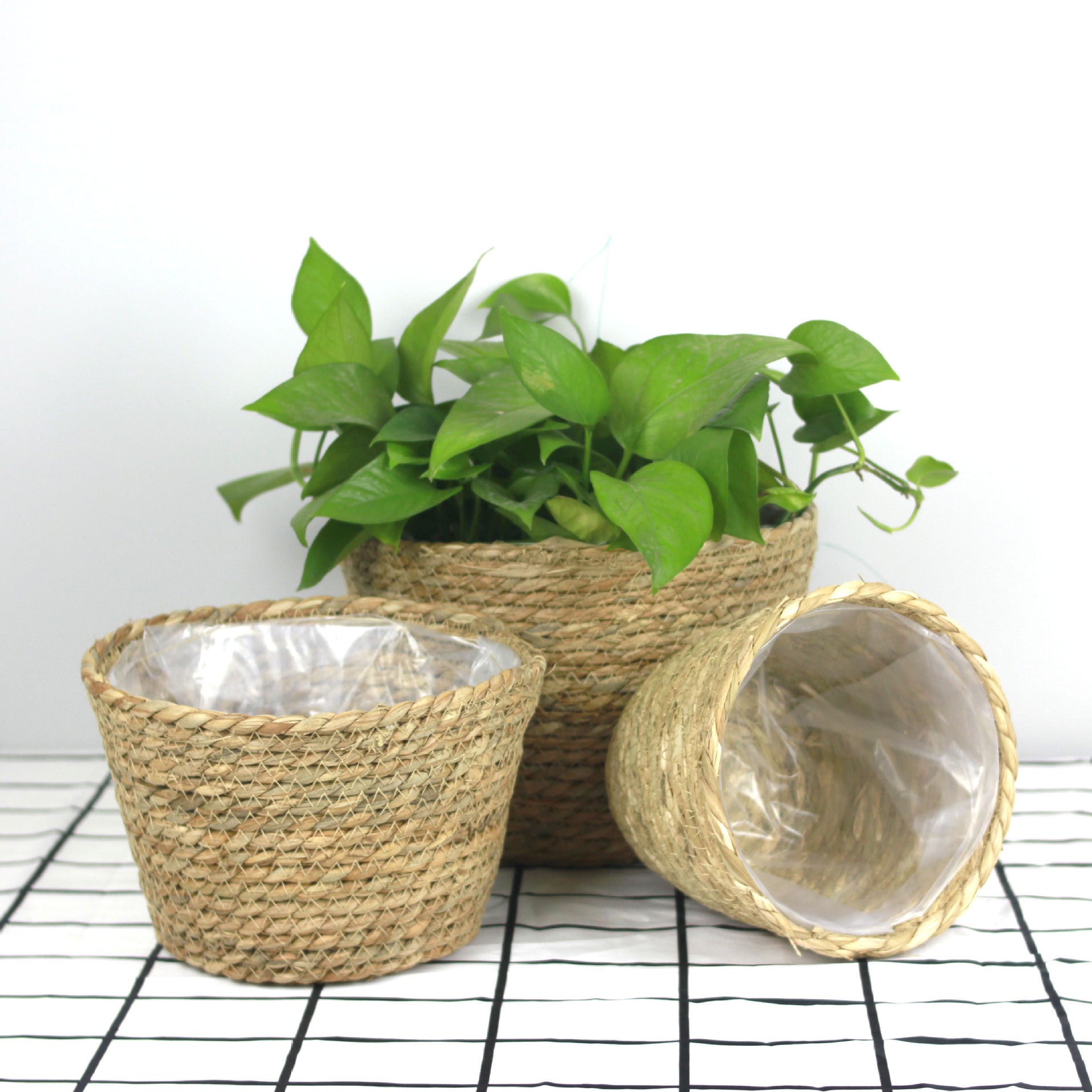 Handwoven Grass Planter Basket | Boho Indoor & Outdoor Décor