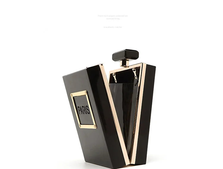 Transparent Perfume Bottle Bag Dinner Party Clutch Bag Leather Chain Crossbody Acrylic Small Square Female Bags Luxury Handbags