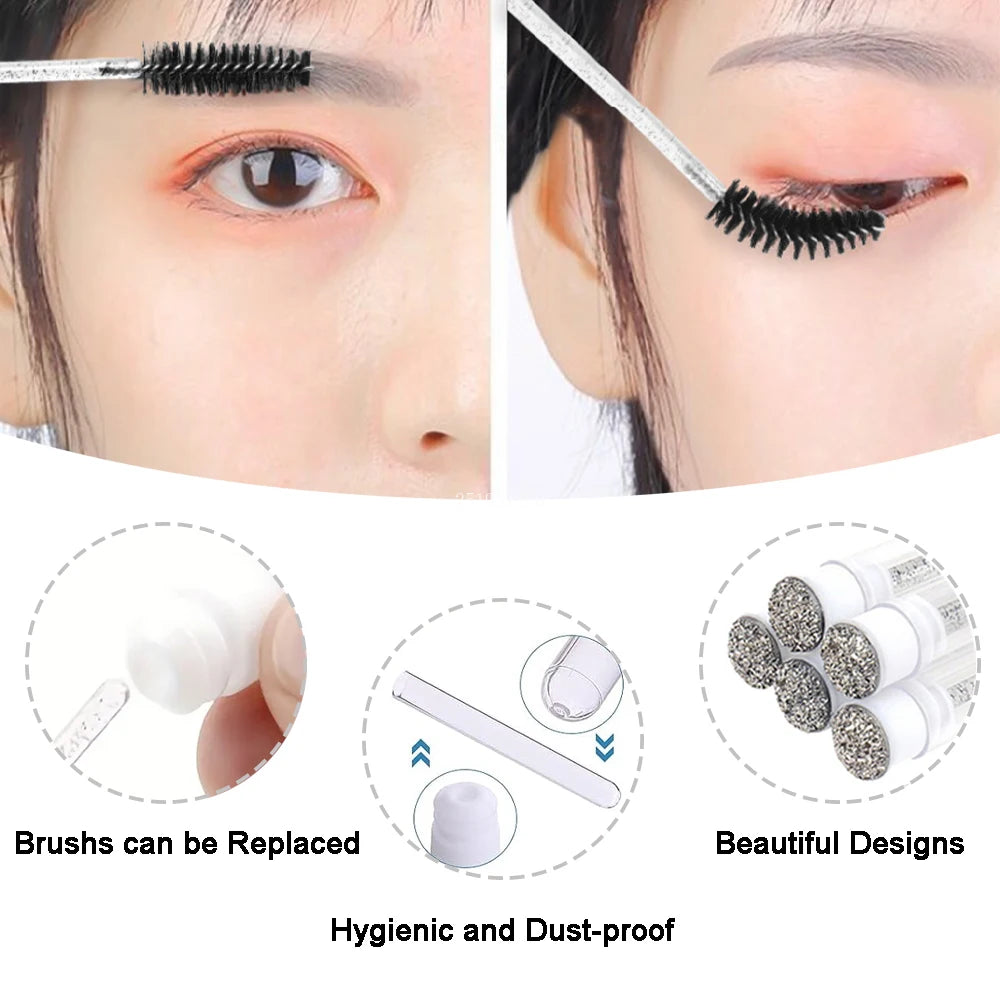 40Pcs Eyelash Cleaning Tool Set 60ml Plastic Empty Foam Pump Bottle Cleaning Brush Eyelash Wand EVA Storage Bag Skin Care Tools