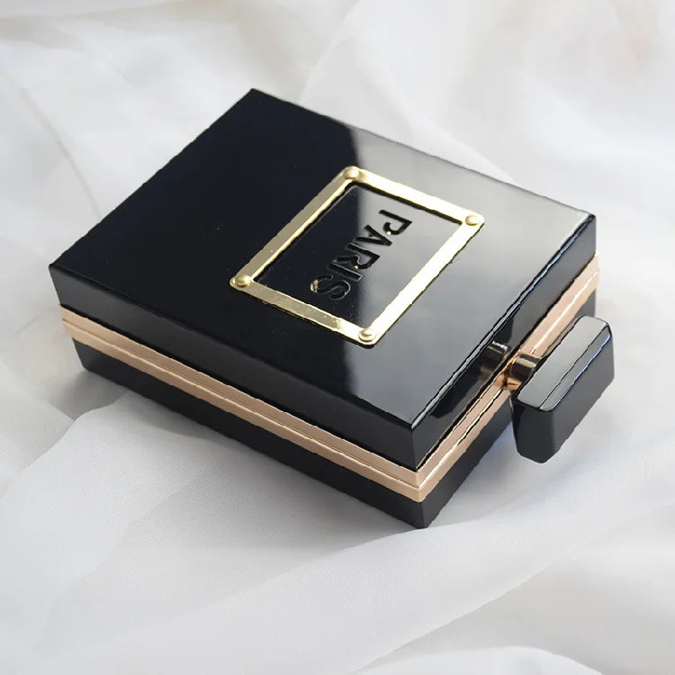 Transparent Perfume Bottle Bag Dinner Party Clutch Bag Leather Chain Crossbody Acrylic Small Square Female Bags Luxury Handbags