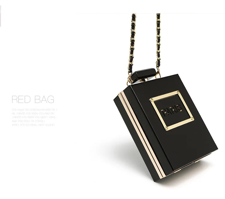 Transparent Perfume Bottle Bag Dinner Party Clutch Bag Leather Chain Crossbody Acrylic Small Square Female Bags Luxury Handbags