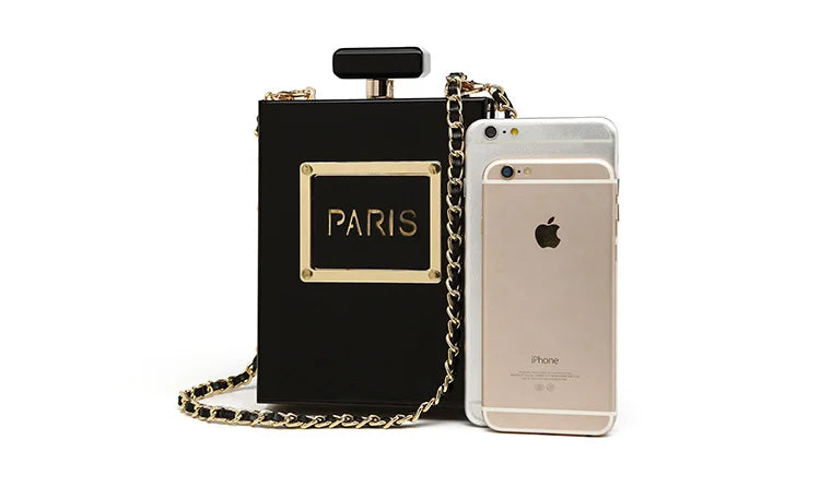 Transparent Perfume Bottle Bag Dinner Party Clutch Bag Leather Chain Crossbody Acrylic Small Square Female Bags Luxury Handbags
