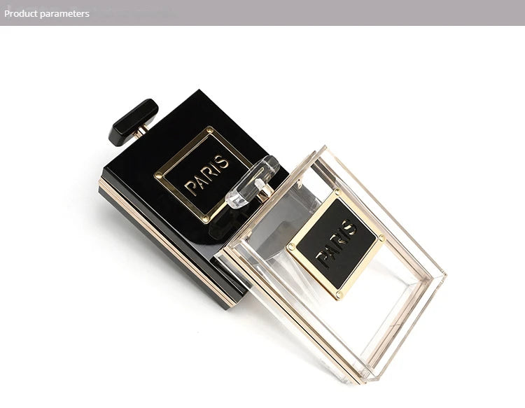 Transparent Perfume Bottle Bag Dinner Party Clutch Bag Leather Chain Crossbody Acrylic Small Square Female Bags Luxury Handbags