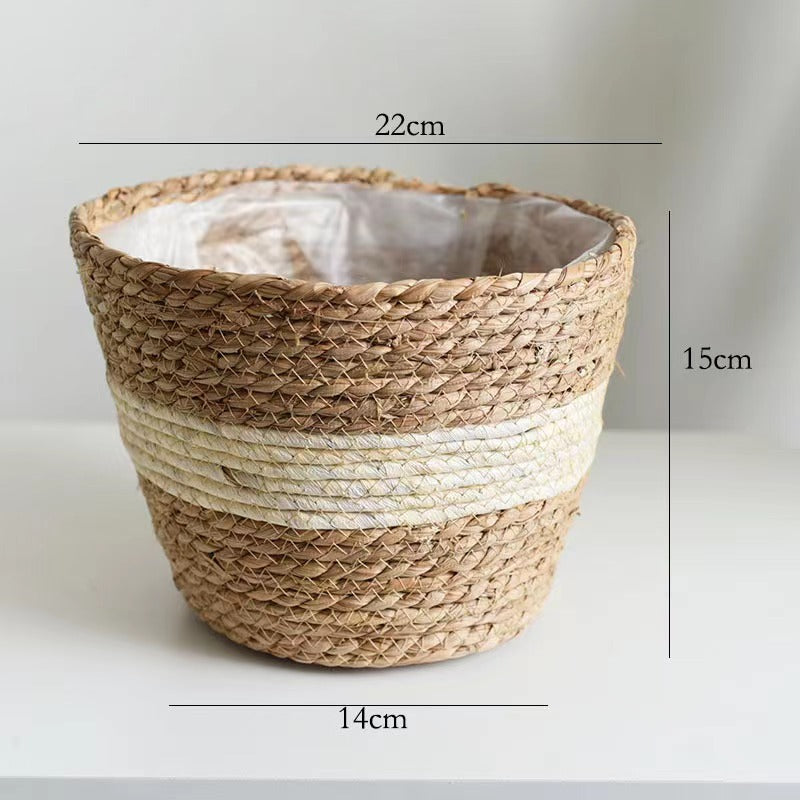 Handwoven Grass Planter Basket | Boho Indoor & Outdoor Décor