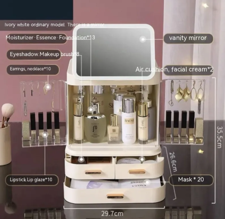 Glamour Lighted Makeup Mirror & Storage Box